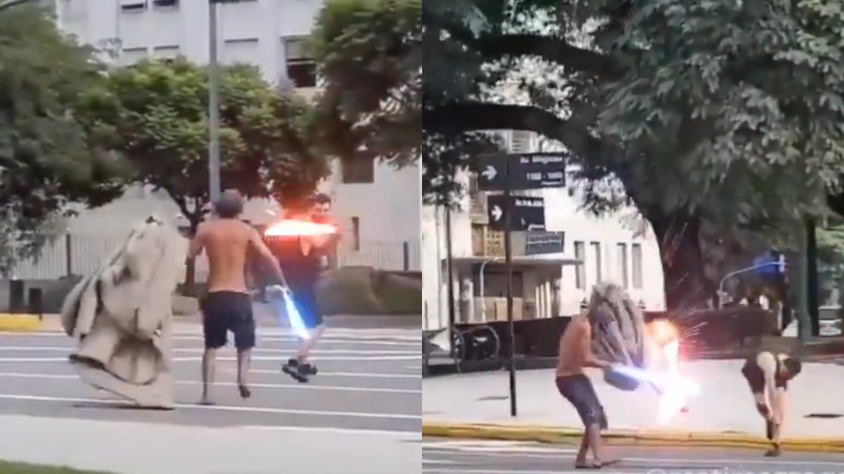 Usuario editó pelea callejera con el laser de Star Wars y el resultado es oro puro