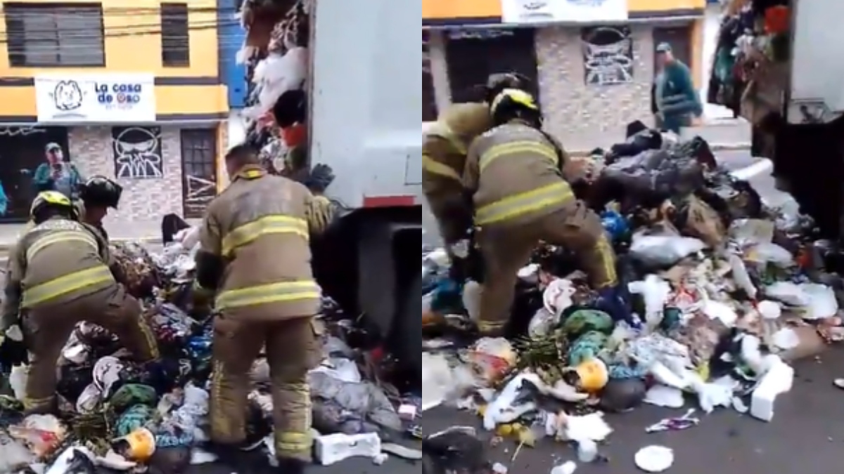 Hombre casi muere aplastado por camión de basura en Bogotá: así fue salvado