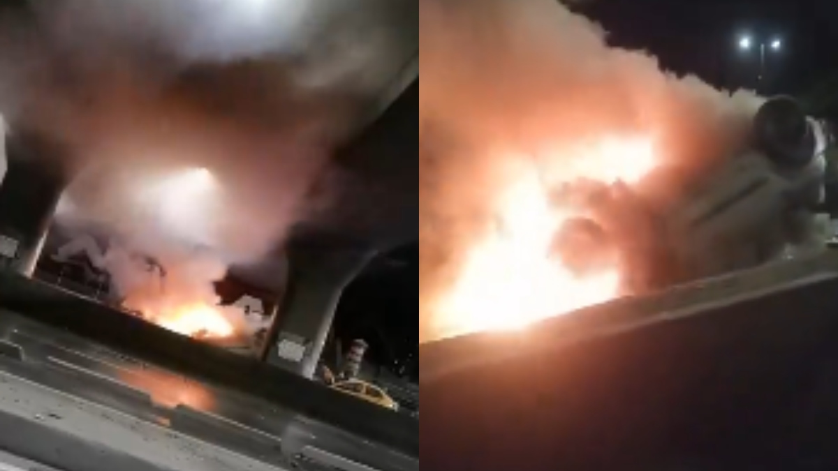 Impactante video: carro se incendió tras accidente en el norte de Bogotá