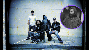 System of a Down en concierto 2004, encima foto de Charles Manson (Getty Images)