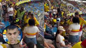 ¿Con la moza en el estadio? Supuesta infidelidad durante Colombia vs Bolivia se hace viral en redes