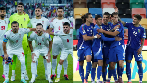 Foto de la selección de Irán y de la selección de Italiia
