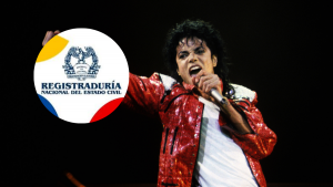Foto de Michael Jackson y logo de la Registraduría