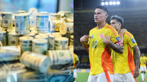 Foto de dólares y foto de la Selección Colombia