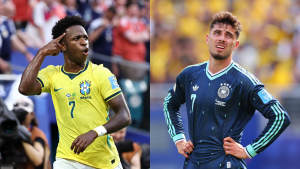 Foto de Vinicius de Brasil y de Kai Havertz de Alemania