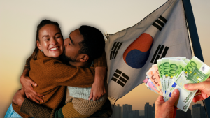 Foto de una pareja enamorada en Corea del Sur