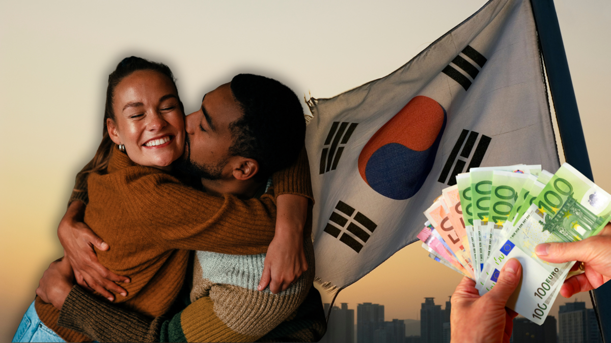 Foto de una pareja enamorada en Corea del Sur