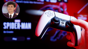 Control de PlayStation 5, videojuegos y círculo con Tom Holland | Getty Images