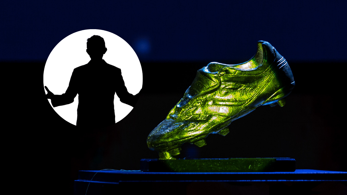 Foto de una bota de oro y de una sombra de un hombre