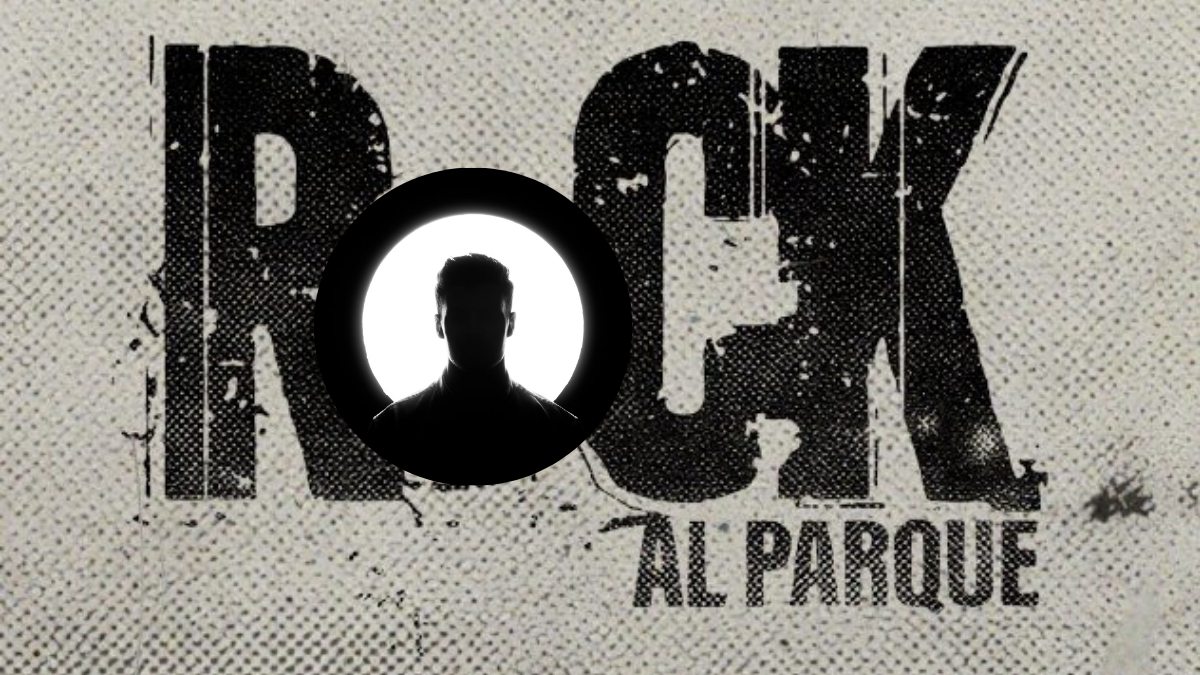 Foto del logo de Rock al parque y foto de una silueta de un hombre