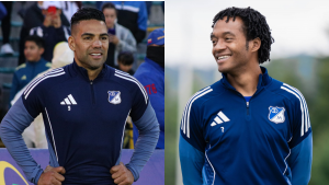 Foto de Radamel Falcao y de Cuadrado en Millonarios