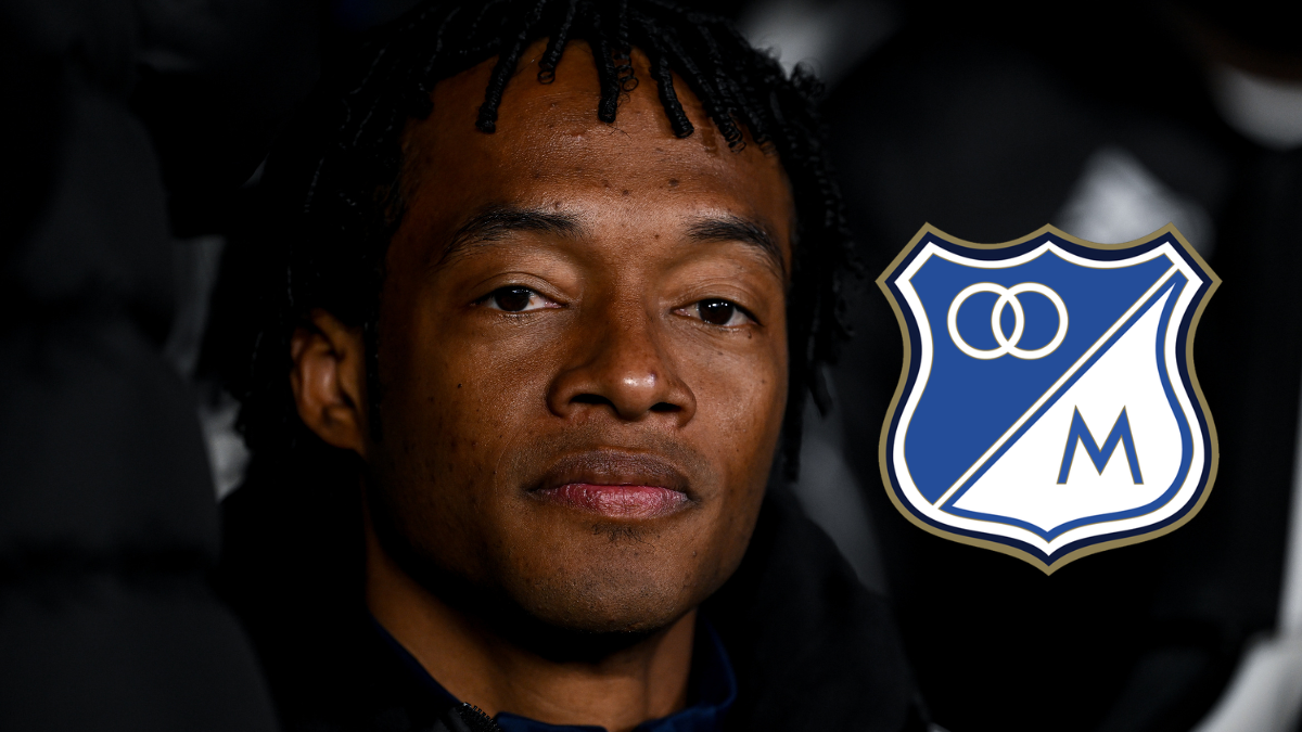 Foto de Juan Guillermo Cuadrado y logo de Millonarios