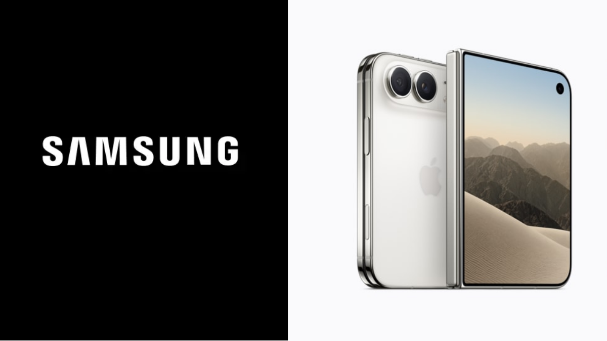 Foto del logo de Samsung y foto del Iphone 18 Duo